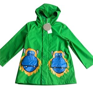 Stella McCartney Kids Rain Jacket Size 8 Recycled Polyester Green Animal Graphic